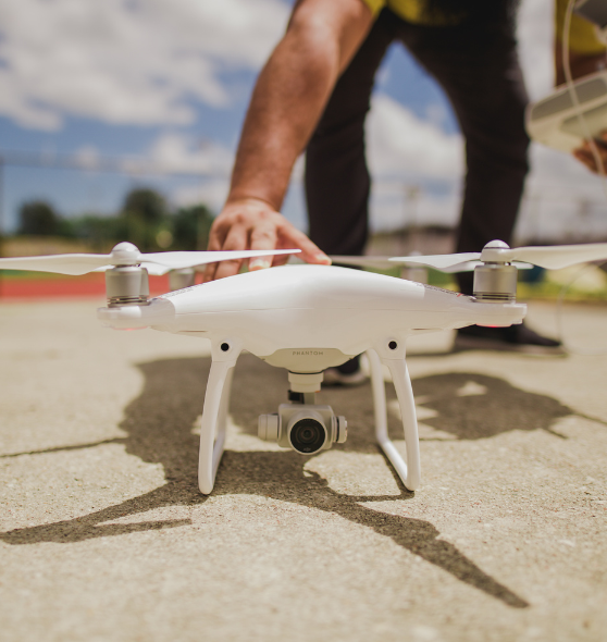 Launch of a DJI Phantom drone at the De'Grassi srls site
