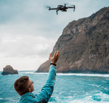 Drone video shooting at sea requiring specific skills